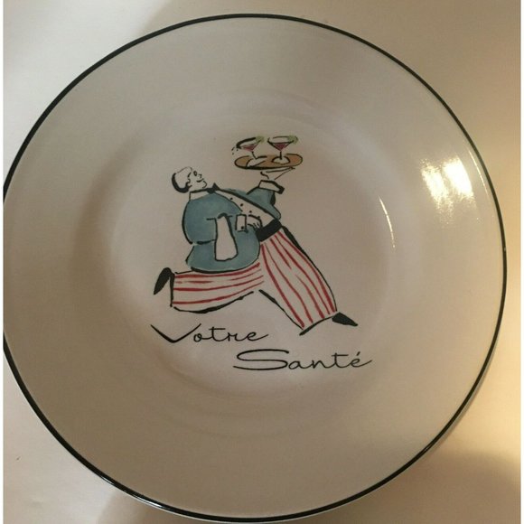 Rosanna CHEERS DARLING Bread Plates French Waiters Set Of 6 5.75" round Flaw Box - Picture 3 of 10